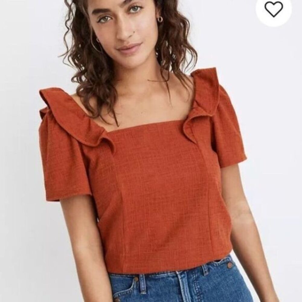 Madewell Crosshatch Ruffled Top‎
